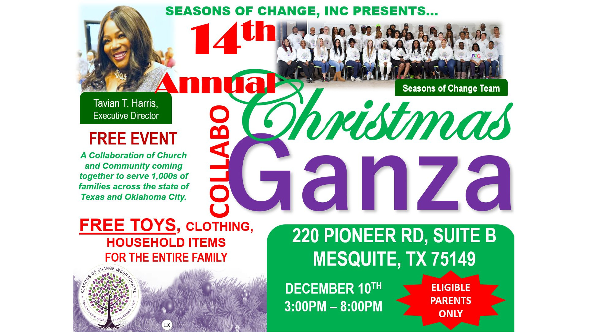 14th Annual Christmas Ganza Mesquite flyer with the information that is in the event description.