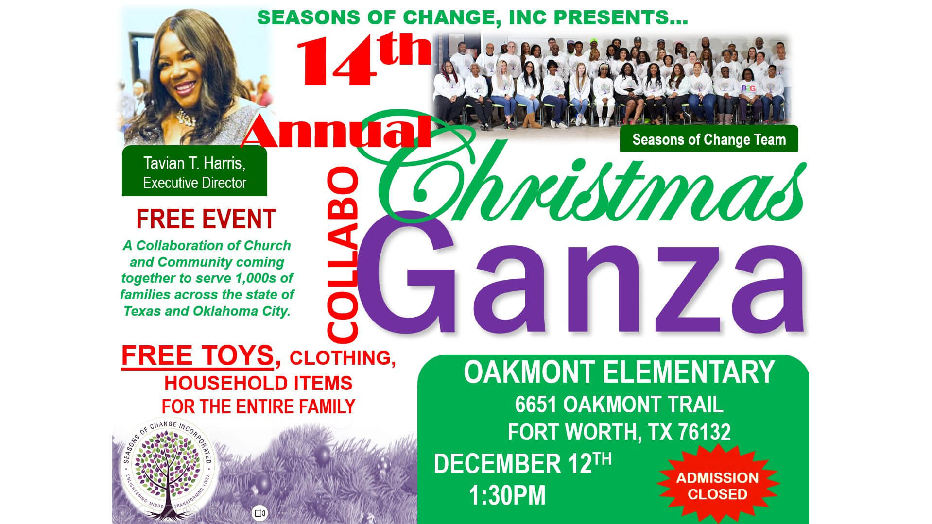 14th Annual Christmas Ganza Fort Worth Oakmont flyer with the info that is in the event description.