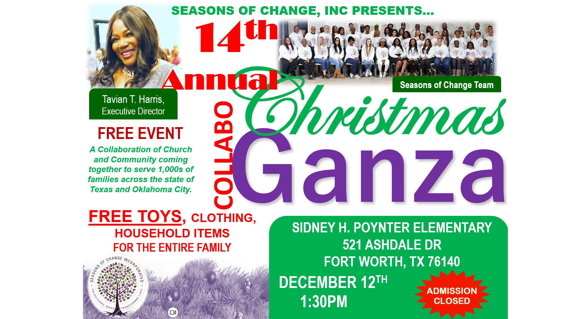 14th Annual Christmas Ganza Fort Worth Sidney flyer containing the information that is listed in the event description.