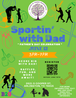 Father's Day Celebration Arlington TX - Sportin' with Dad flyer.