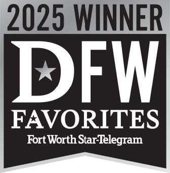 DFW Favorites Nonprofit Award Seasons of Change: Official black and white logo banner for the "2025 Winner DFW Favorites Fort Worth Star-Telegram," recognizing Seasons of Change Inc.'s achievement.
