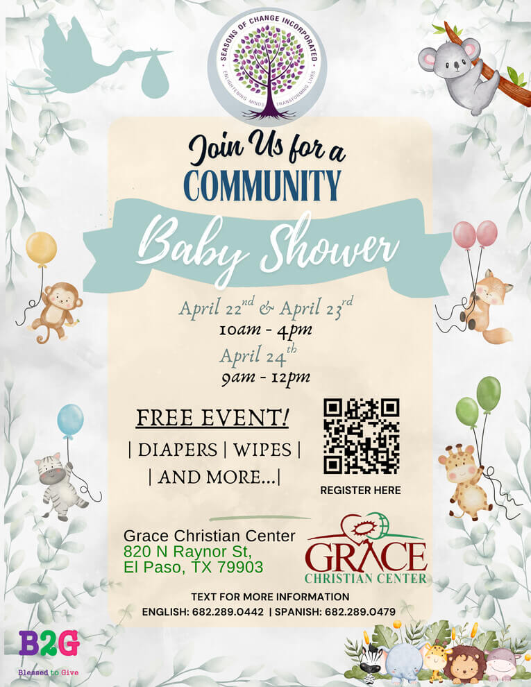 El Paso Free Community Baby Shower 2026 flyer.